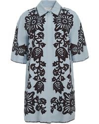 Sea - Liliana Applique-Floral Shirt Mini Dress - Lyst