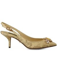 Dolce & Gabbana - Crystal-Embellished Brocade Slingback Pumps - Lyst