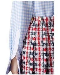 Thom Browne - Gingham Satin-Ribbon Tweed Pleated Mini Skirt - Lyst