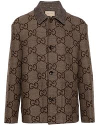 Gucci - Monogram-pattern Wide-collar Wool Jacket - Lyst