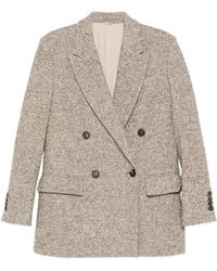 Brunello Cucinelli - Double-Breasted Tweed Jacket - Lyst