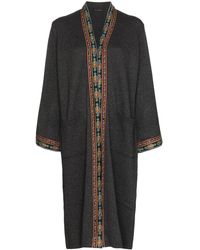 Etro Embroidered-trim Long Cardigan - Gray