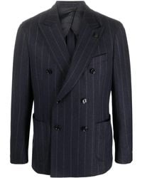 Lardini - Pinstriped Double-Breasted Blazer - Lyst