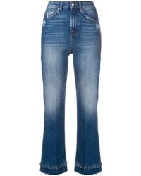 7 For All Mankind Beaded Hem Cropped Jeans - Blauw