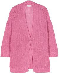 Peserico - Sequin-Detail Open-Knit Cardigan - Lyst