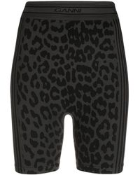 Ganni - Leopard-print Bike Shorts - Lyst