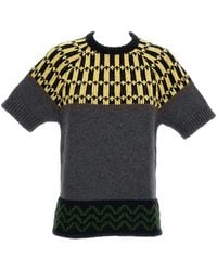 Marni - Intarsia-Knit Short-Sleeve Sweater - Lyst
