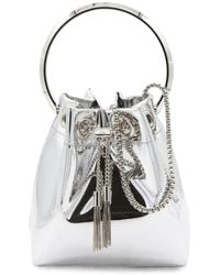 Jimmy Choo - Mini Bon Bon Metallic-Effect Bucket Bag - Lyst