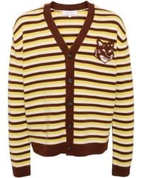 Maison Kitsuné - Fox Head Intarsia Striped Cardigan - Lyst