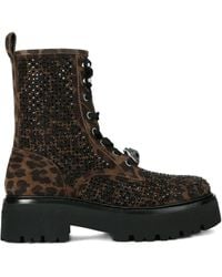 Kurt Geiger - Chelsea Perf Laarzen Verfraaid Met Kristallen En Luipaardprint - Lyst