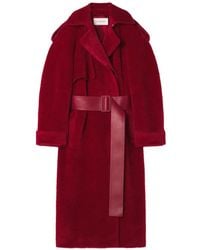Lanvin - Abrigo Con Cinturón Y Efecto De Piel De Borrego - Lyst