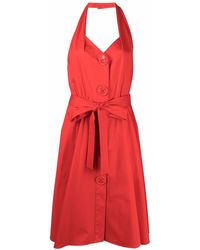Moschino - Halterneck Cotton Midi Dress - Lyst