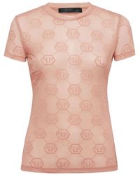 Philipp Plein - Monogram-Pattern Tulle T-Shirt - Lyst
