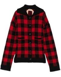 N°21 - Check-Pattern Virgin-Wool Cardigan - Lyst
