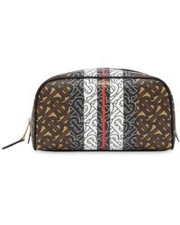Burberry Monogram Stripe Travel Pouch - Brown