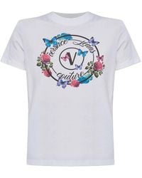 Versace Jeans Couture - Floral-Butterfly Print T-Shirt - Lyst