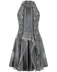 Alberta Ferretti - Ruffled-Neck Pleated Mini Dress - Lyst