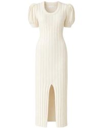 Violante Nessi - Ribbed-Knit Puff-Sleeve Midi Dress - Lyst