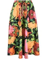 La DoubleJ - Floral-Print Midi Skirt - Lyst