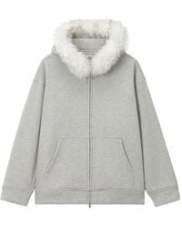 B+ AB - Faux-Fur-Trim Zip-Up Hoodie - Lyst