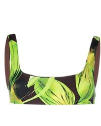 Louisa Ballou - Scoop Leaf-print Bikini Top - Lyst