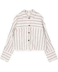 Forme D'expression - Striped Drop-shoulder Shirt Jacket - Lyst