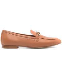 Casadei - Logo-plaque Leather Loafers - Lyst