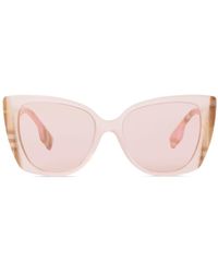 Burberry - Check-print Cat-eye Frame Sunglasses - Lyst