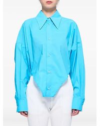 MM6 by Maison Margiela - Long-Sleeved Pointed-Hem Shirt - Lyst