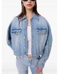 Gaelle Paris - Cropped Button-Up Denim Jacket - Lyst