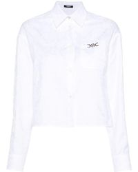 Versace - Cropped Blouse Met Barocco Jacquard - Lyst