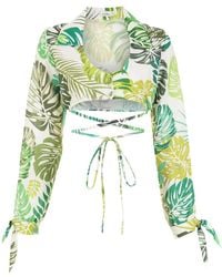 Amir Slama - Palm Leaf Print Cropped Shirt - Lyst