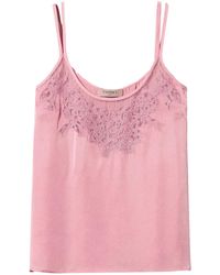 Twinset - Besticktes Top aus Satin - Lyst