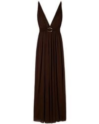 Tory Burch - Vestido Largo De Jersey De Viscosa Con Cuello En V Y Cinturón A Set - Lyst