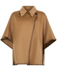 Max Mara - Leather-Trimmed Cashmere Cape Jacket - Lyst
