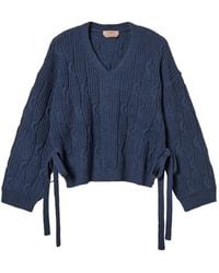 Twinset - Pullover Mit Zopfmuster Und Schleifenverschluss - Lyst