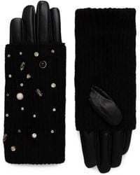 Lola Casademunt - Crystal-Embellished Ribbed-Knit Gloves - Lyst