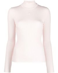 Courreges - Logo Print Ribbed Knit Jumper - Lyst