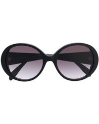 Alexander McQueen - Round Frame Oversized Sunglasses With Gold Logo Lettering - Lyst