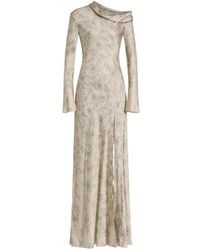Alberta Ferretti - Floral-Print Off-Shoulder Dress - Lyst