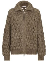 Brunello Cucinelli - Dazzling Zigzag Cables Cardigan - Lyst