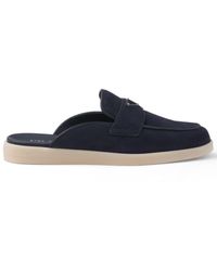 Prada - Triangle-logo Backless Suede Loafers - Lyst