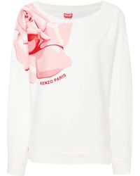 KENZO - Katoenen Sweater Met Roosprint - Lyst