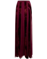 Alberta Ferretti - Velvet-Panelled Pleated Maxi Skirt - Lyst
