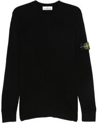 Stone Island - Ribgebreide Trui Met Logopatch - Lyst