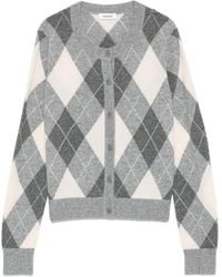 Sandro - Geribbeld Vest Met Argyle Patroon - Lyst