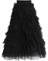 Gemy Maalouf - Ruffled Tulle Midi Skirt - Lyst
