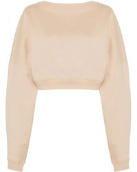 Saint Laurent - Cropped Cotton Sweatshirt - Lyst