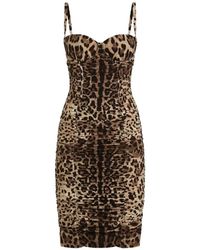 Dolce & Gabbana - Leo-Print Charmeuse Dress - Lyst