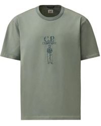 C.P. Company - Mercerized Jersey 30/2 Twisted Short Sleeve Logo T-Shirt - Lyst